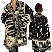 Piano Keys Reversible Tapestry Sweater Jacket (L)