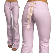 Guess Lilac Low Rise Lace Back Flares (XS)