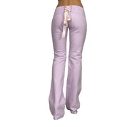 Guess Lilac Low Rise Lace Back Flares (XS)