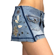 Denim Embroidered Micro Mini (S)