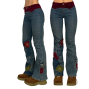 Guess 2000s Patchwork Mid-Rise Flare Jeans (XS/S)