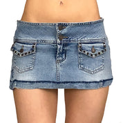 Denim Embroidered Micro Mini (S)