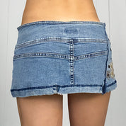 Denim Embroidered Micro Mini (S)