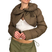 Brown Cropped Puffer Jacket (M)