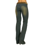 YOYO 2000s Faux Fur Trim Mid-Rise Jeans (S)