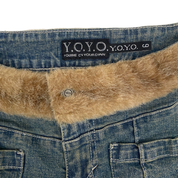 YOYO 2000s Faux Fur Trim Mid-Rise Jeans (S)
