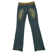 YOYO 2000s Faux Fur Trim Mid-Rise Jeans (S)