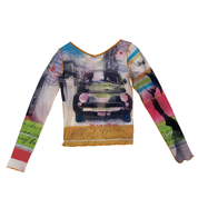 Cop Copine Travel at 800km Graphic Mesh Long Sleeve Top (S/M)