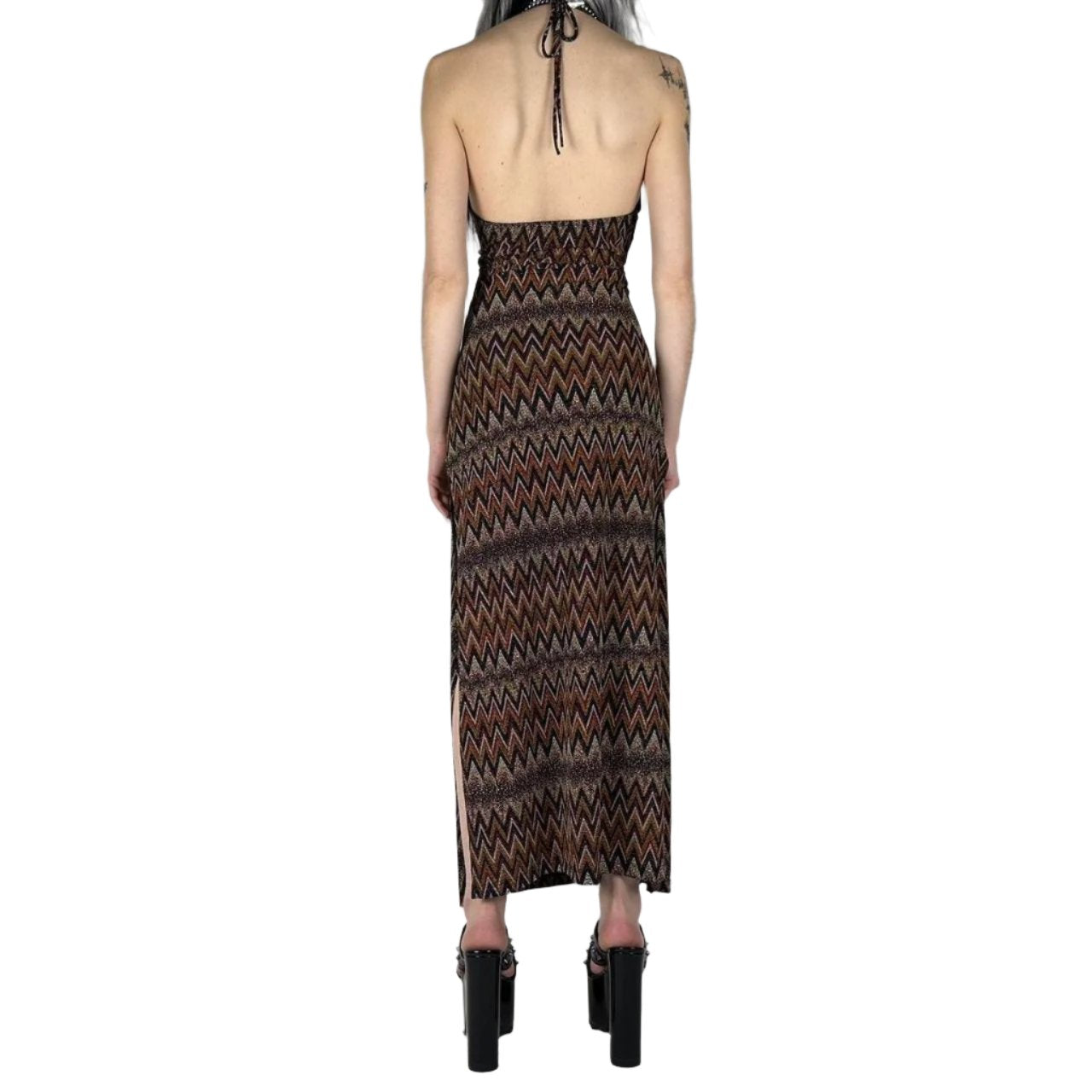 90s Double Slit Halter Maxi Dress (XS) – Holy Thrift
