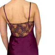 Sue Wong Nocturne Vintage Silk Plum Beaded Lace Handkerchief Dress (S)