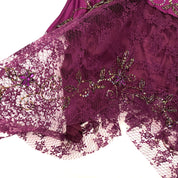 Sue Wong Nocturne Vintage Silk Plum Beaded Lace Handkerchief Dress (S)