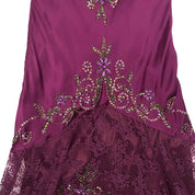 Sue Wong Nocturne Vintage Silk Plum Beaded Lace Handkerchief Dress (S)
