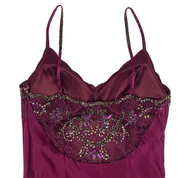 Sue Wong Nocturne Vintage Silk Plum Beaded Lace Handkerchief Dress (S)