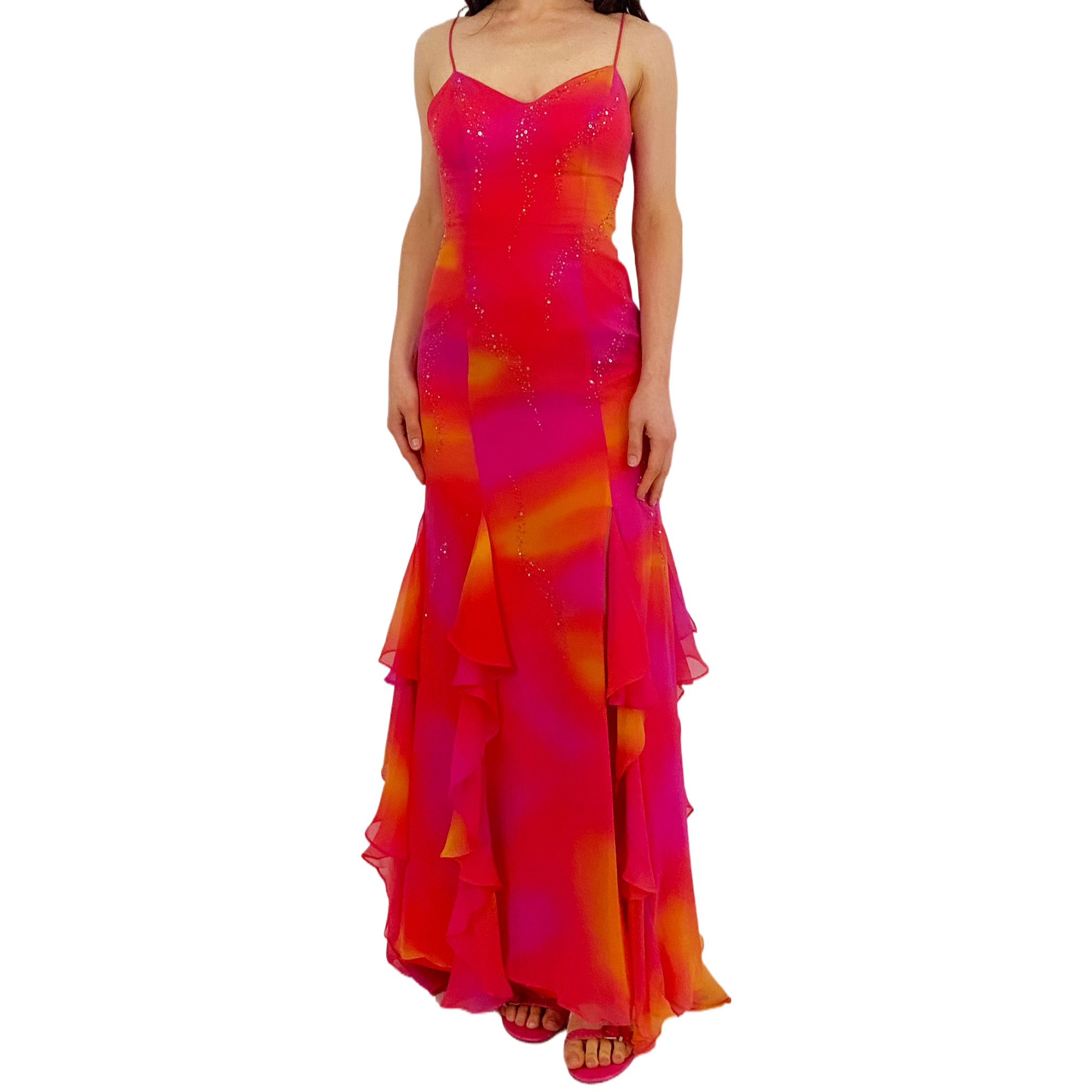 Citrus Ombre Sexy Silk Dress (XS)