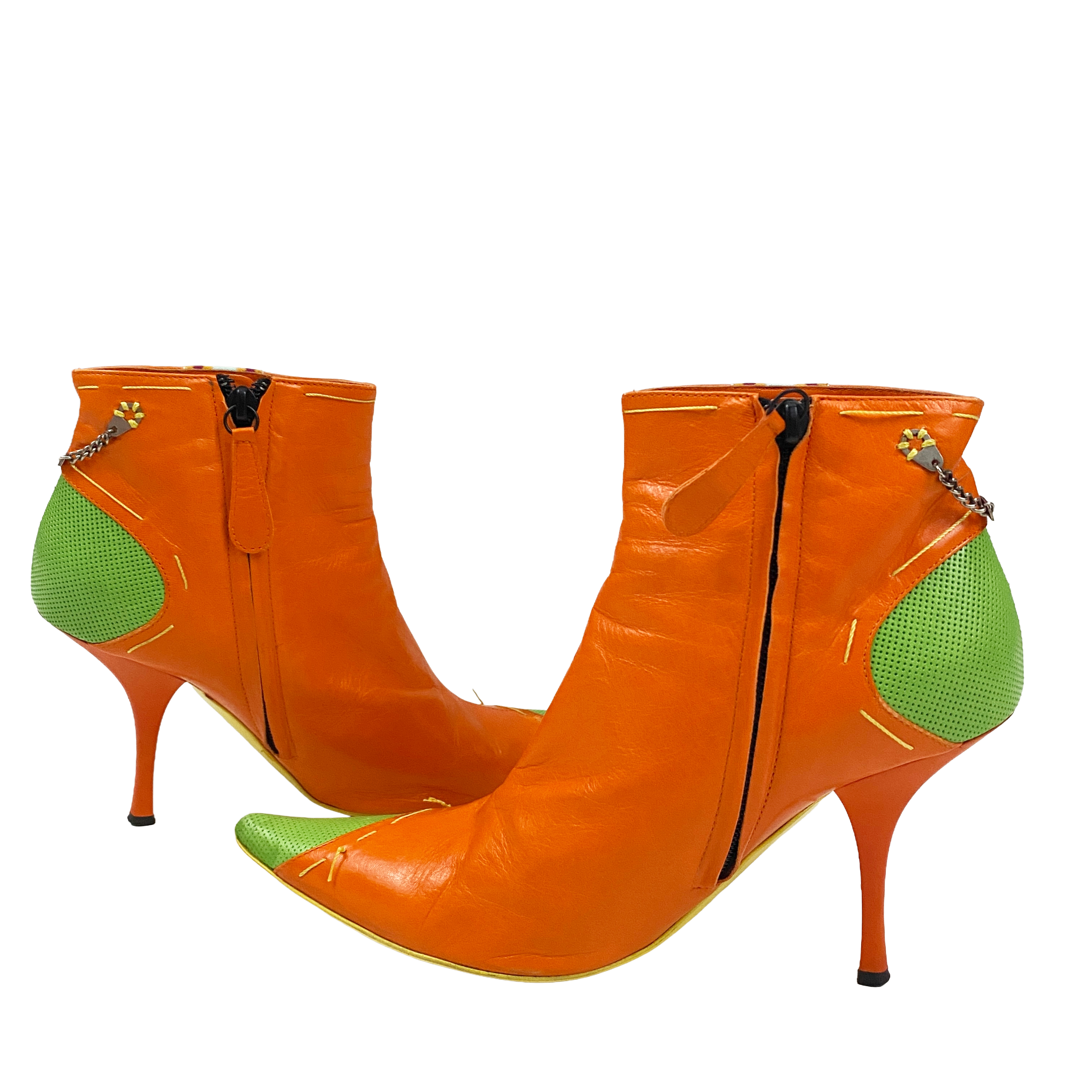 Giuseppe Zanotti Orange + Lime Leather Boots (7.5)