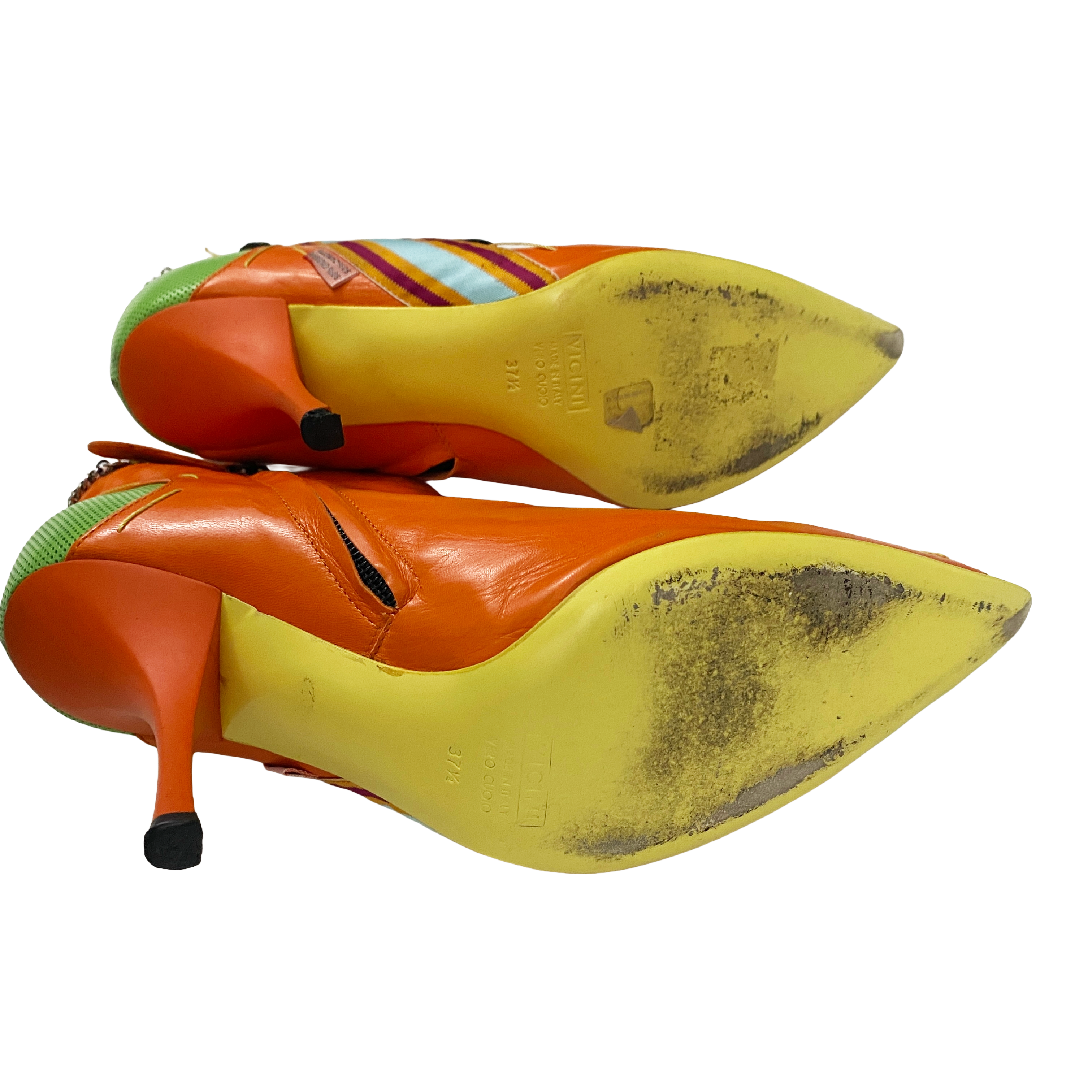 Giuseppe Zanotti Orange + Lime Leather Boots (7.5)