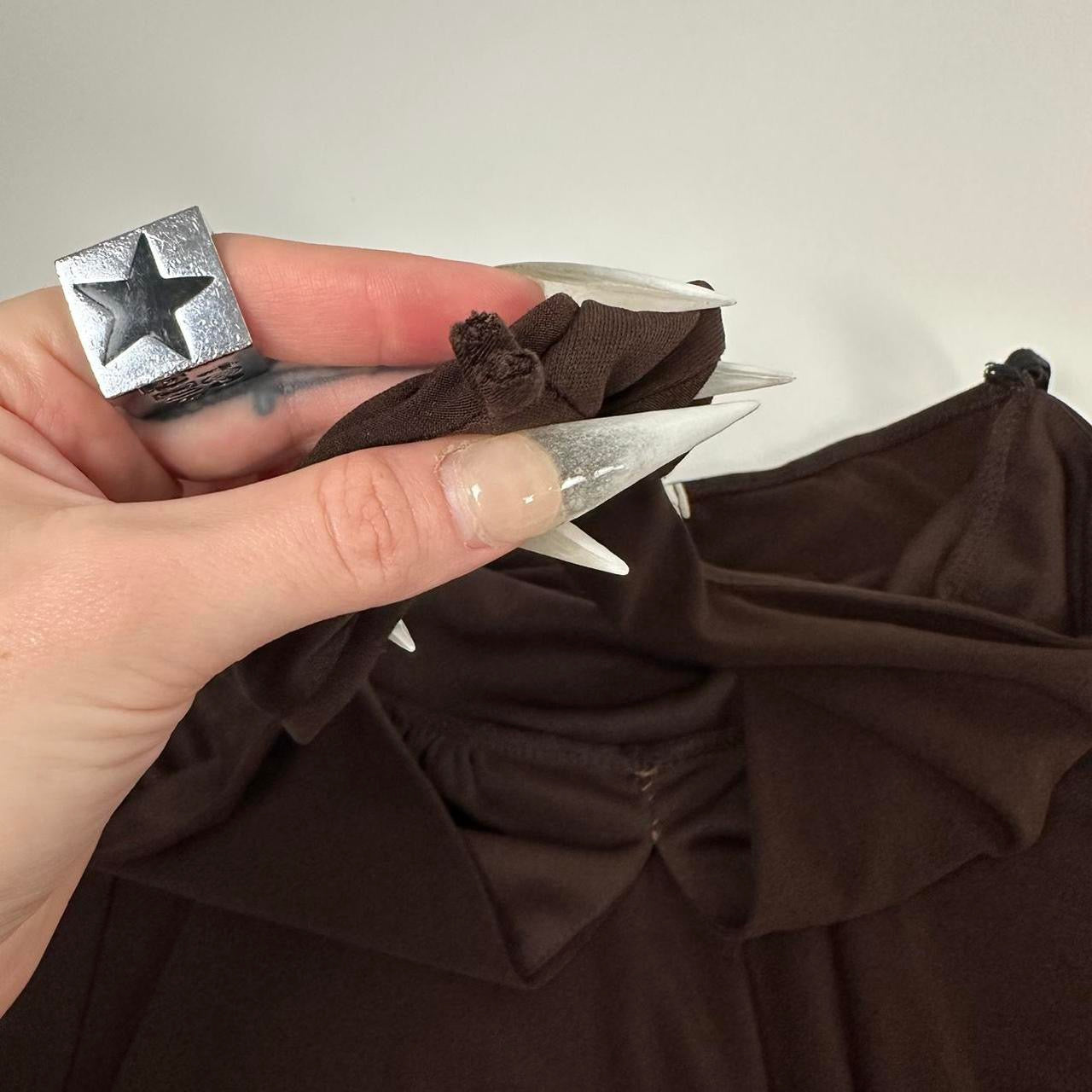 Y2K Espresso Mini Halter Dress (S)