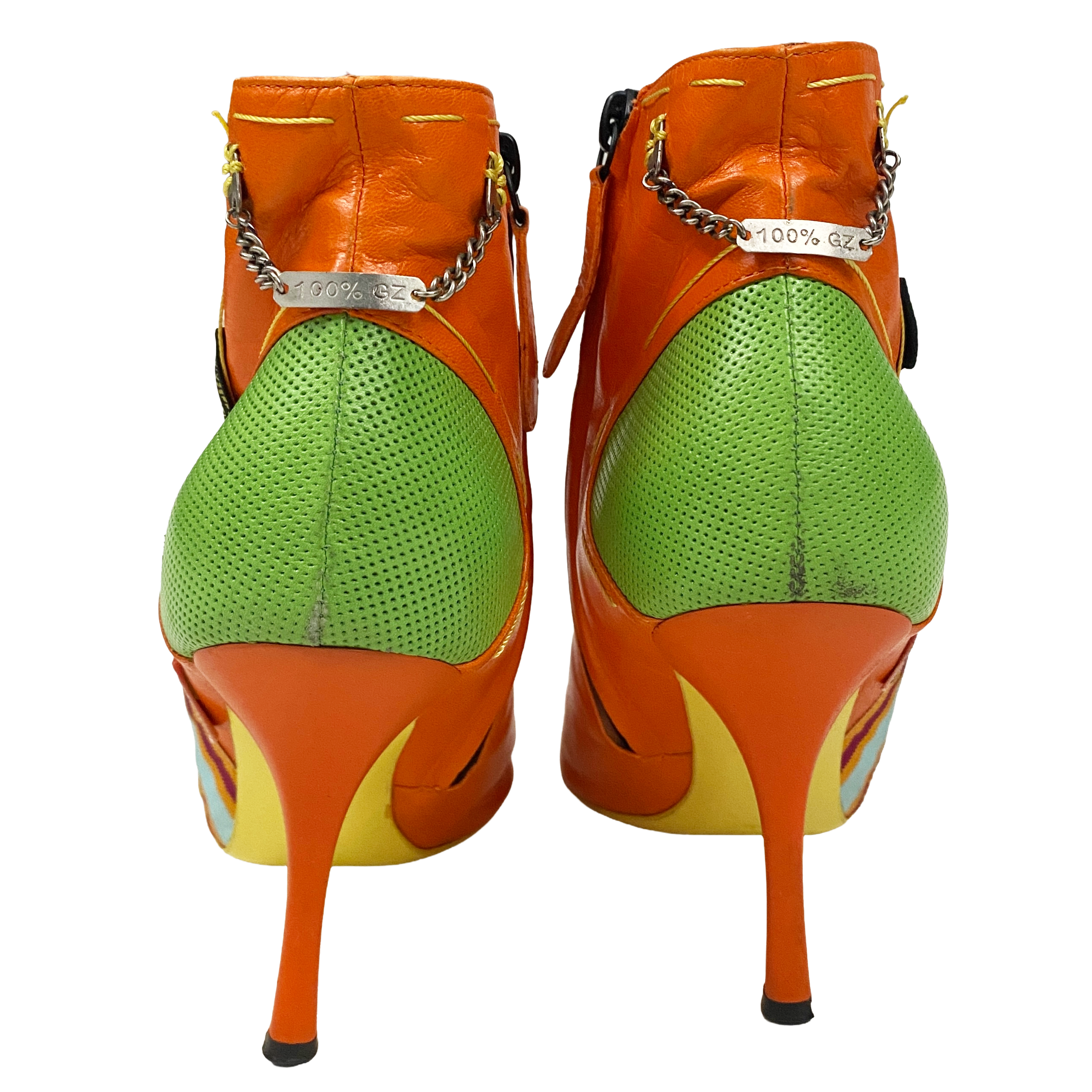 Giuseppe Zanotti Orange + Lime Leather Boots (7.5)