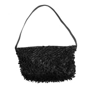 Black Leather Fringe Bag