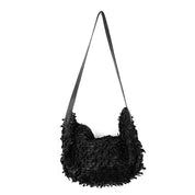 Black Leather Fringe Bag
