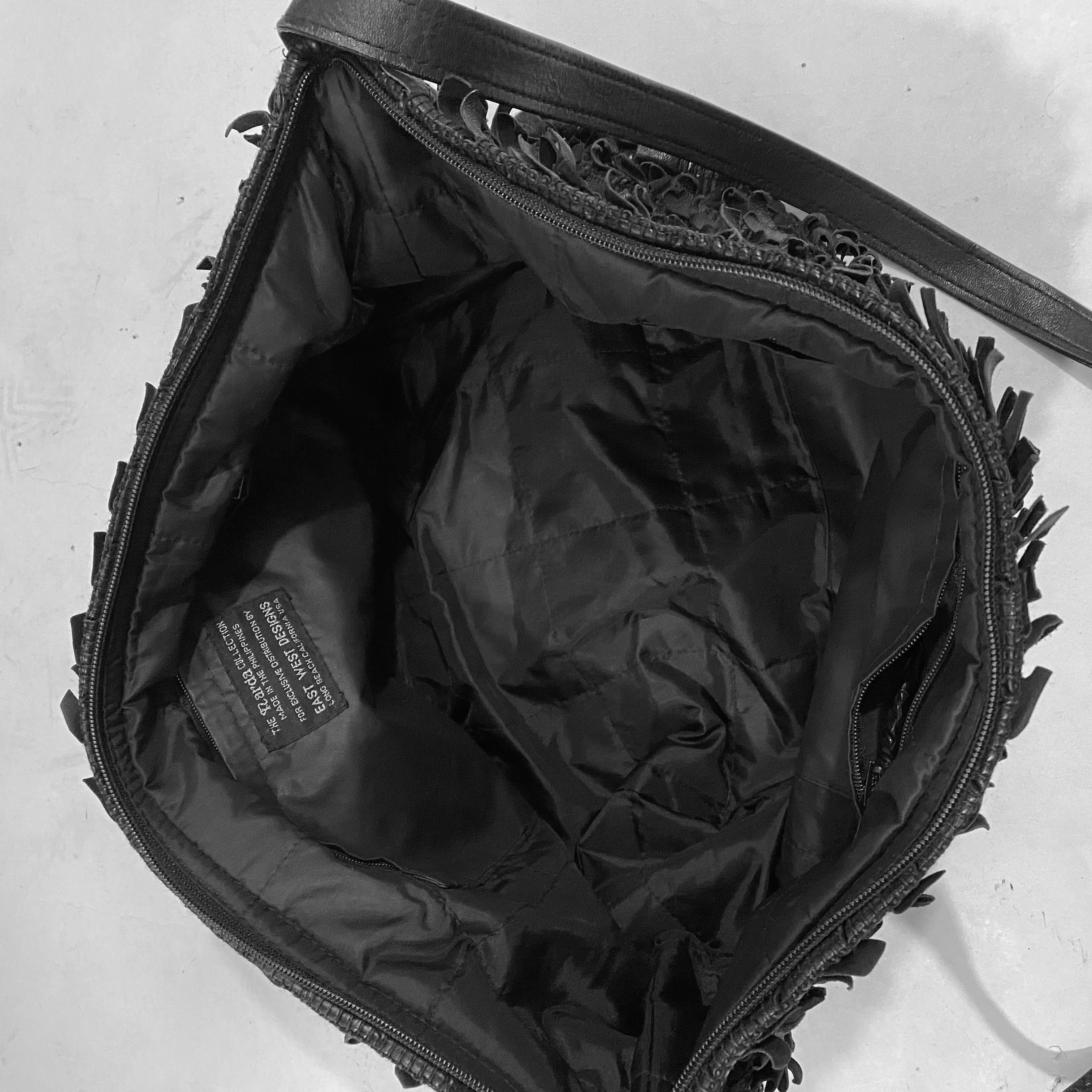 Black Leather Fringe Bag