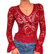 Moda International Lace Bell Sleeve Top (XS/S)