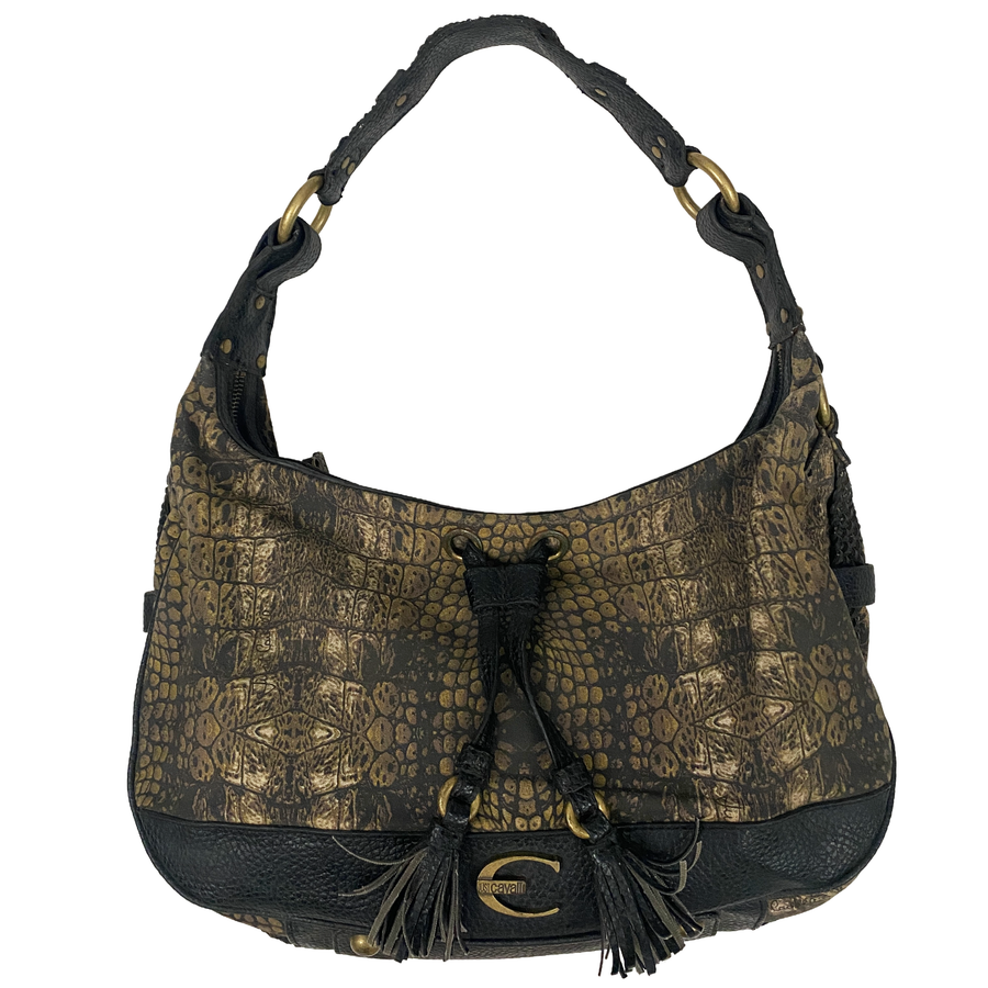Just Cavalli Crocodile Leather Hobo Bag