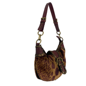 Nine West Y2K Leopard Faux Fur Studded Buckle Shoulder Bag