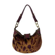 Nine West Y2K Leopard Faux Fur Studded Buckle Shoulder Bag