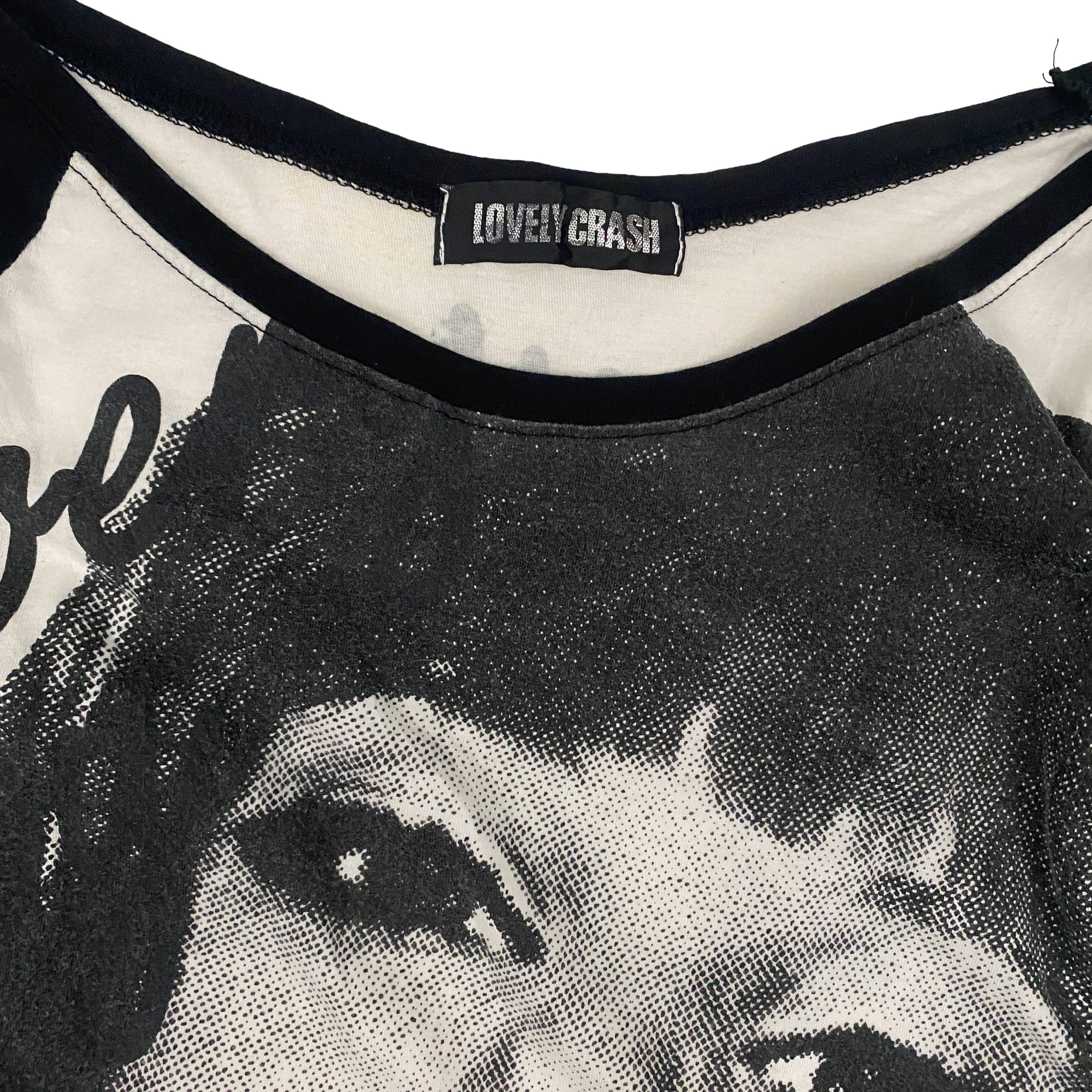 Lovely Crash Y2K Elongated Graphic Raglan Top (XS)