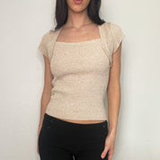 Tan Knit Sparkle Shrug Sweater (S/M)