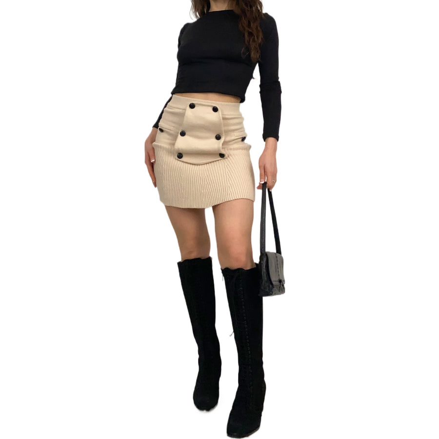Creamy Knit Mini Skirt (S)