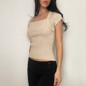 Tan Knit Sparkle Shrug Sweater (S/M)