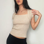 Tan Knit Sparkle Shrug Sweater (S/M)