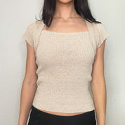 Tan Knit Sparkle Shrug Sweater (S/M)