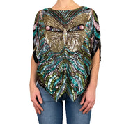1970's Pure Silk Embellished Butterfly Top (OS)