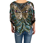 1970's Pure Silk Embellished Butterfly Top (OS)