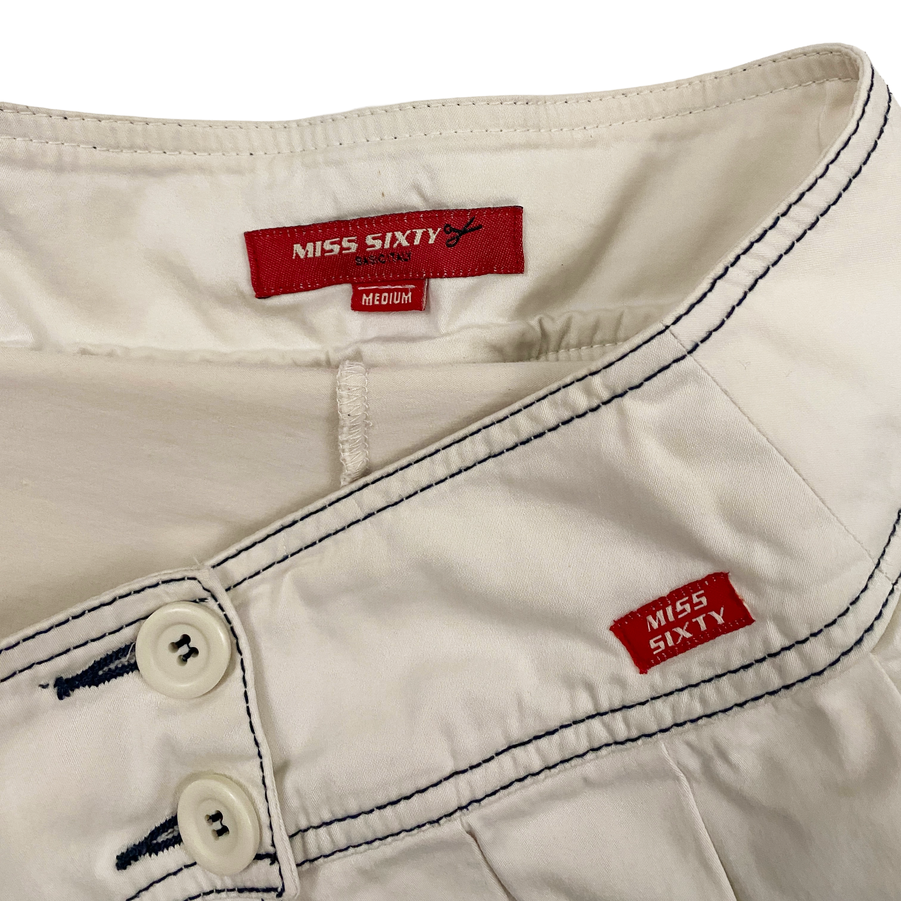 Miss Sixty 2000s White Low Rise Pleated Micro Mini Skort (M)