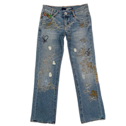 Miss Sixty 2000s Butterfly Embroidered Low Rise Boot Cut Jeans (S)