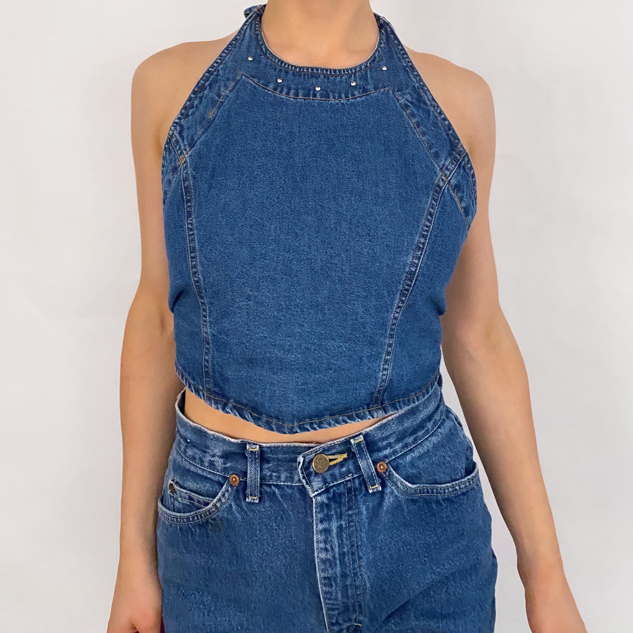 Y2k Denim Halter - M/L