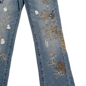 Miss Sixty 2000s Butterfly Embroidered Low Rise Boot Cut Jeans (S)