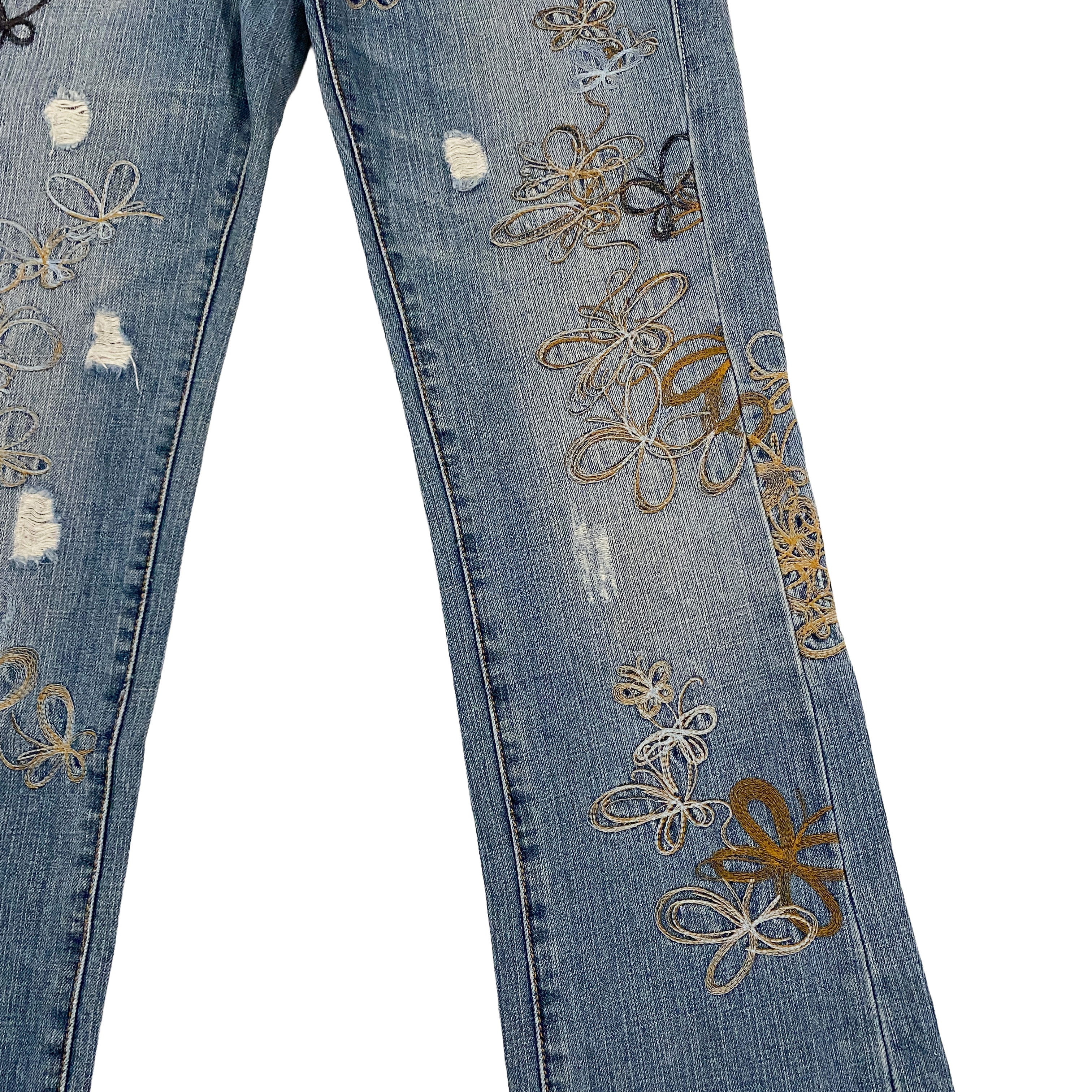 Miss Sixty 2000s Butterfly Embroidered Low Rise Boot Cut Jeans (S)