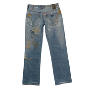 Miss Sixty 2000s Butterfly Embroidered Low Rise Boot Cut Jeans (S)