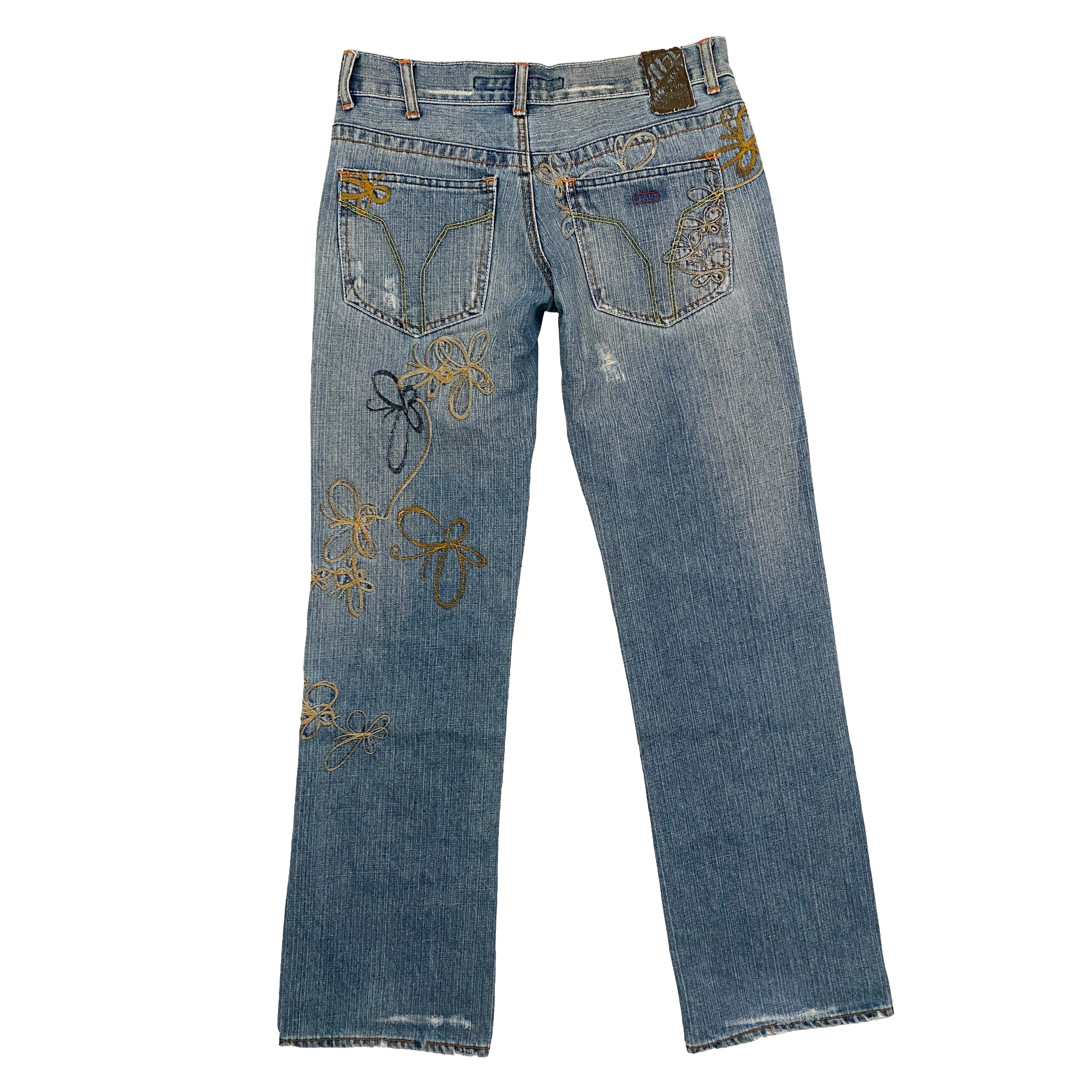 Miss Sixty 2000s Butterfly Embroidered Low Rise Boot Cut Jeans (S)