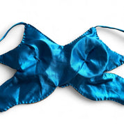 Rare Blue & Gold Beaded Butterfly Backless Halter Top (S/M)