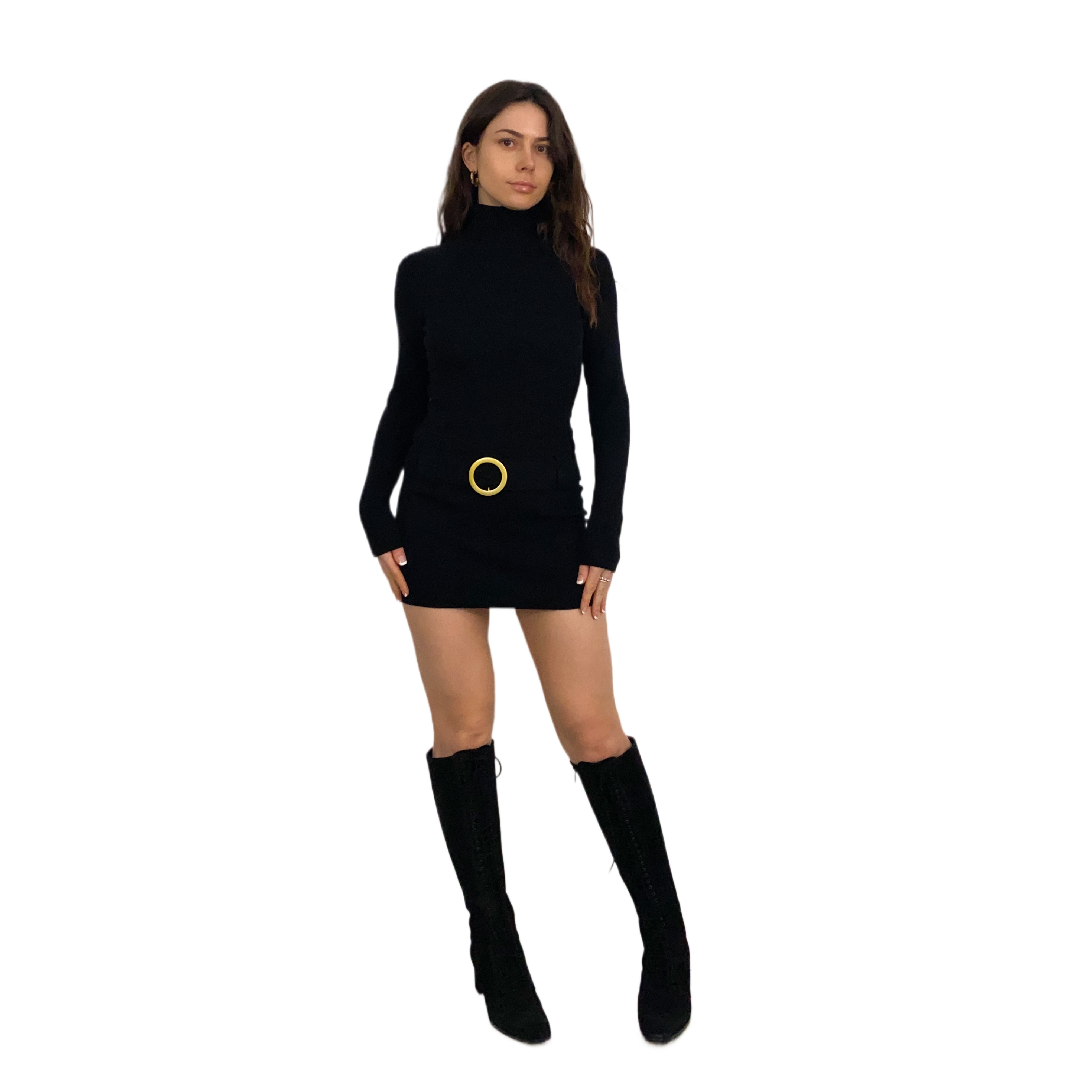 Black Micro Mini Sweater Dress (XS)