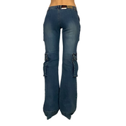 Miste Y2K Low Rise Cargo Flare Jeans (XS/S)