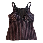 Y2K Pink Striped Lace Mesh Top (S)
