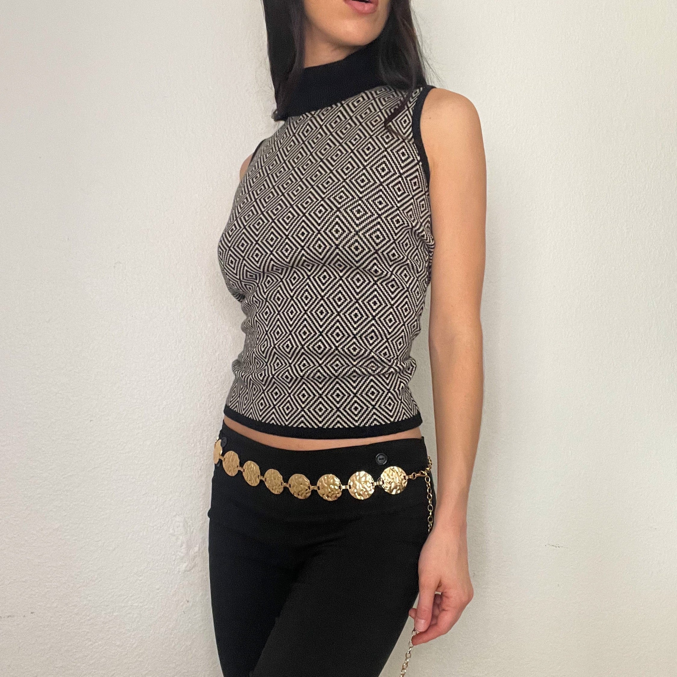 Knit Turtleneck Academia Tank Top (S)