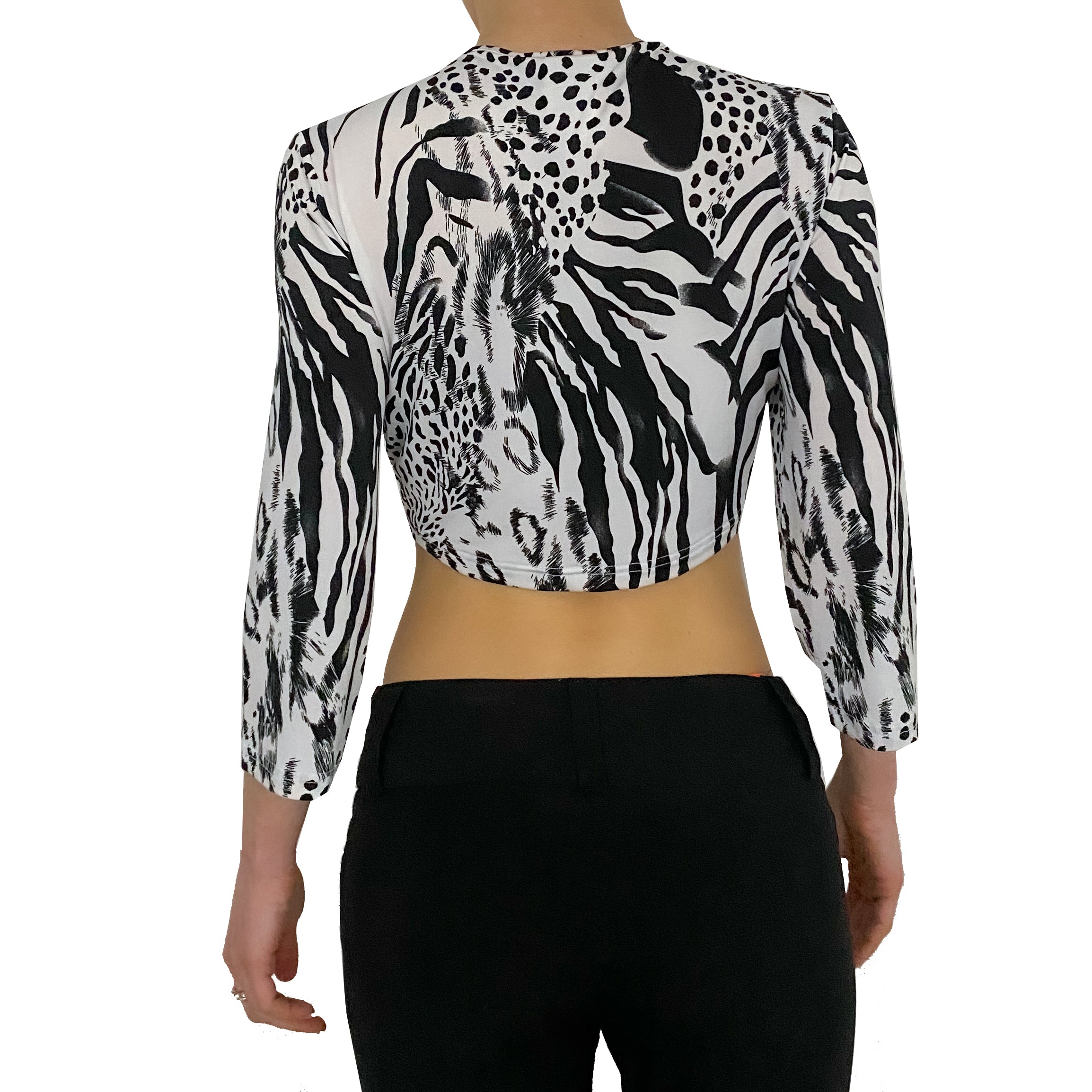 Zebra Tie Front Crop (M)